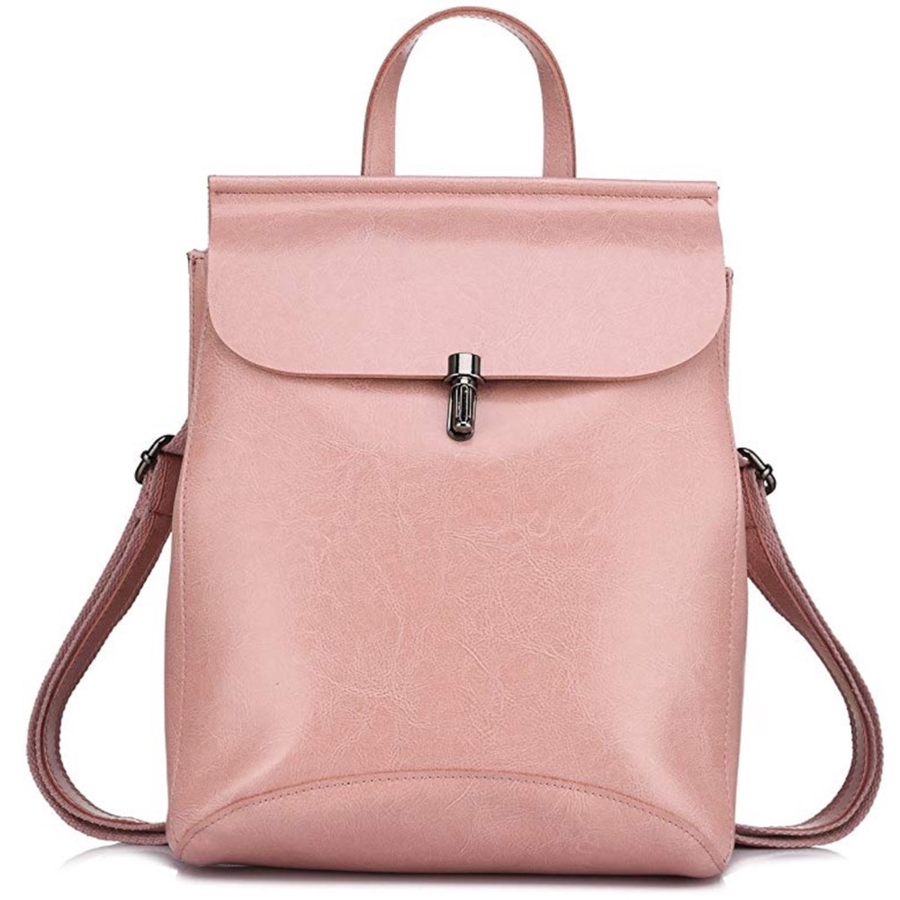 Leather Pink Multifunctional Backpack - image 1